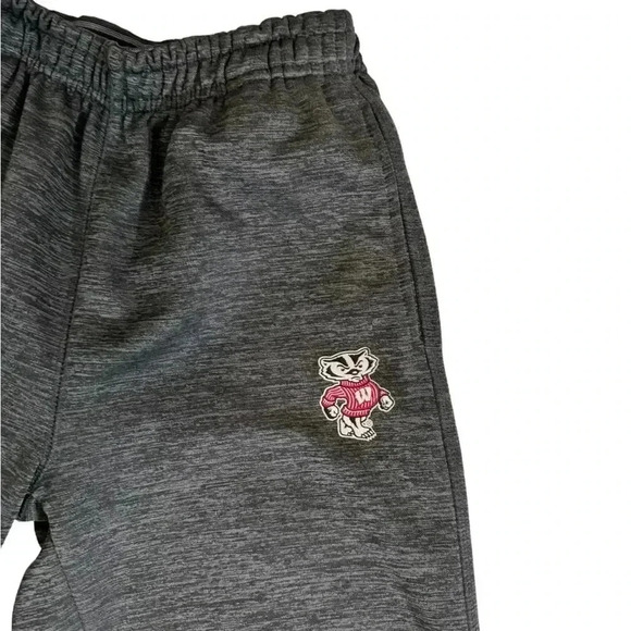 Colosseum Wisconsin Badgers NCAA Youth Medium Gray Stretch Waist Sweatpants - Picture 3 of 7
